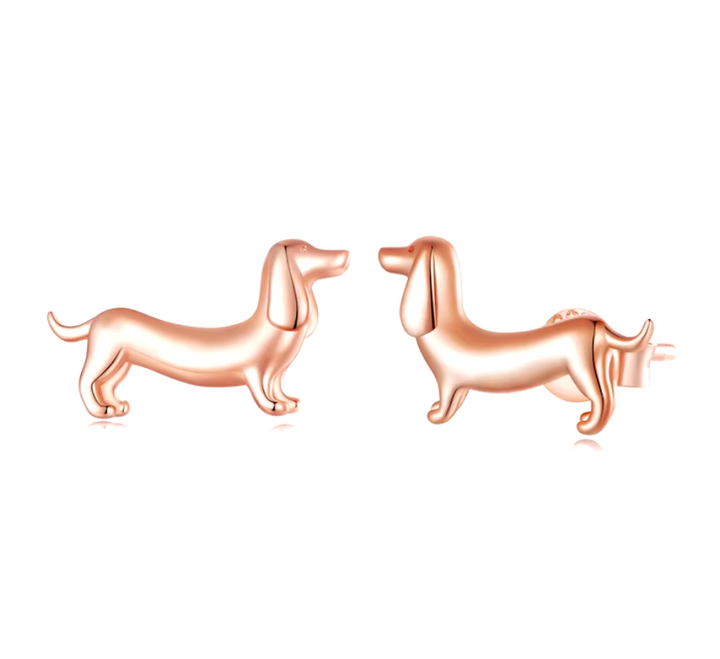Wiener Dog Earrings in 925 Silver