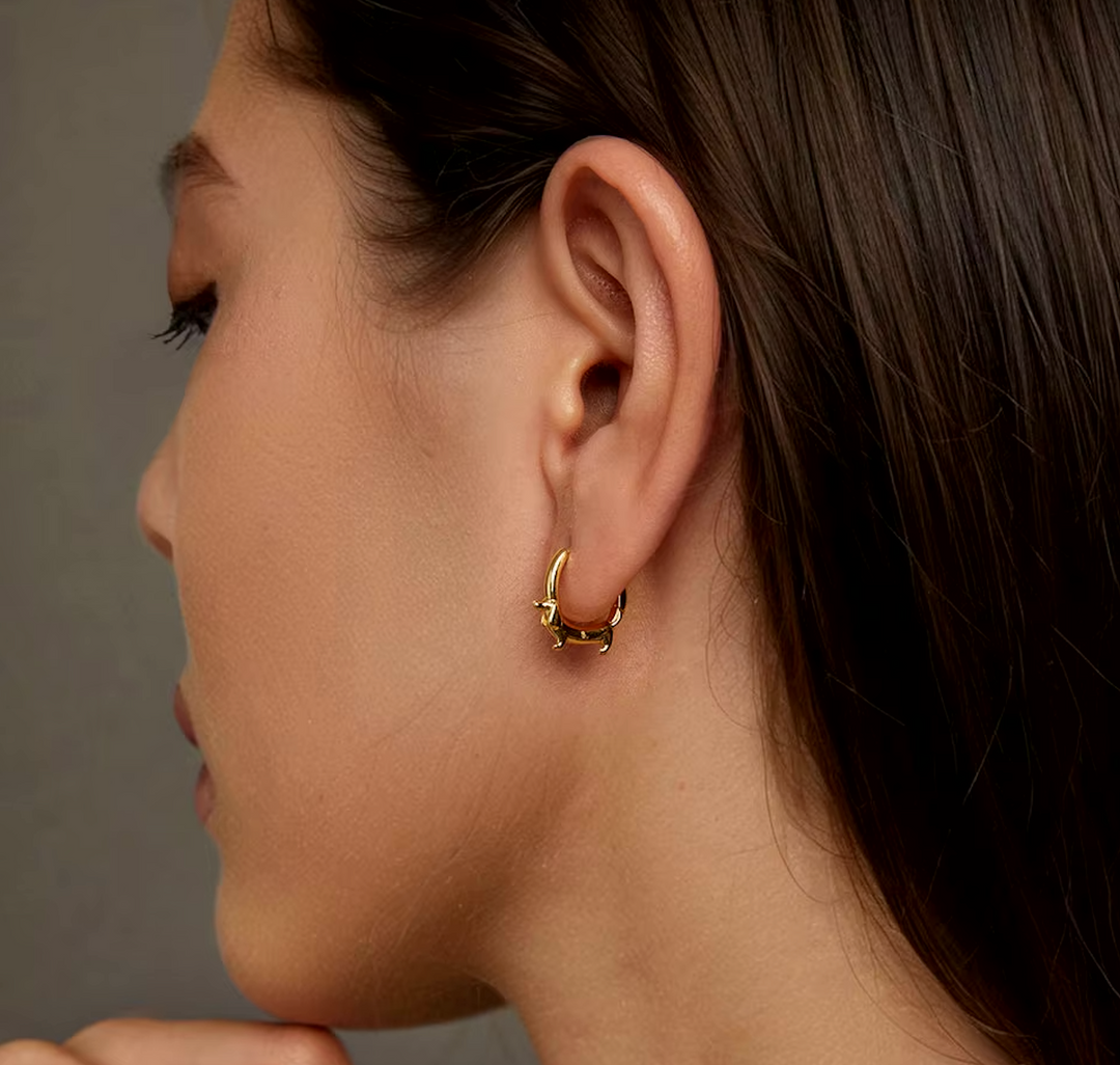 Hoop Earrings with Dachshund in 925 Silver