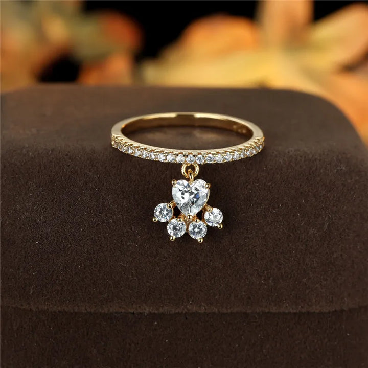 Paw & Heart Ring – Gold and Silver Appearance