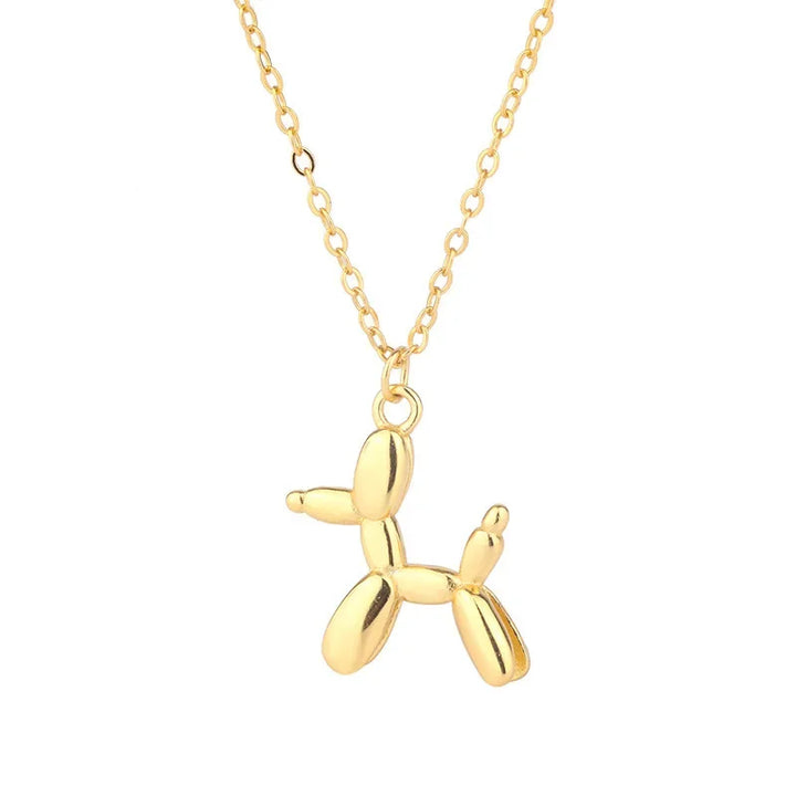 Dog Balloon Necklace – Playful Women's Jewelry with Animal Pendant in Golden Look
