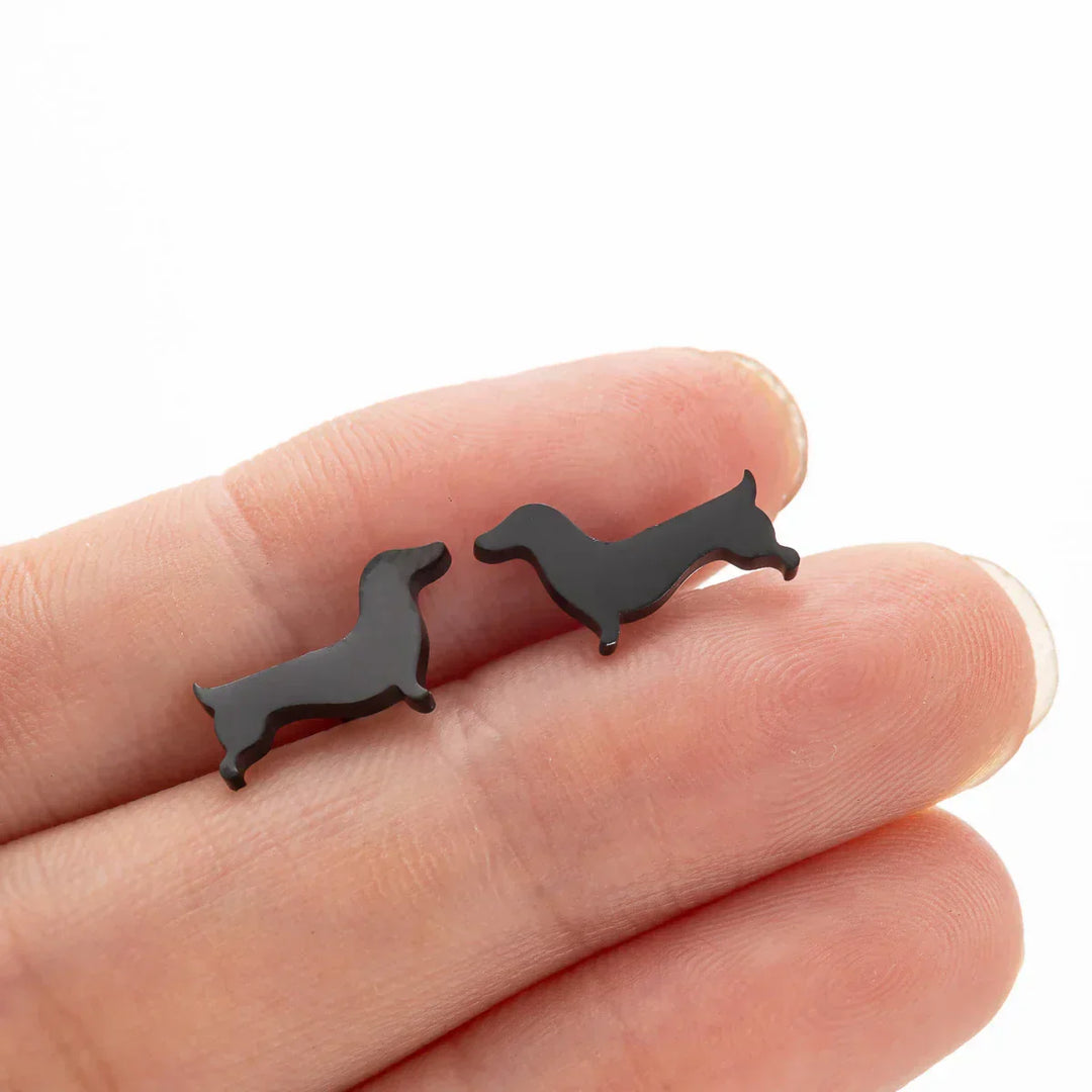 Dachshund Stud Earrings – Minimalist Dog-Shaped Metal Earrings