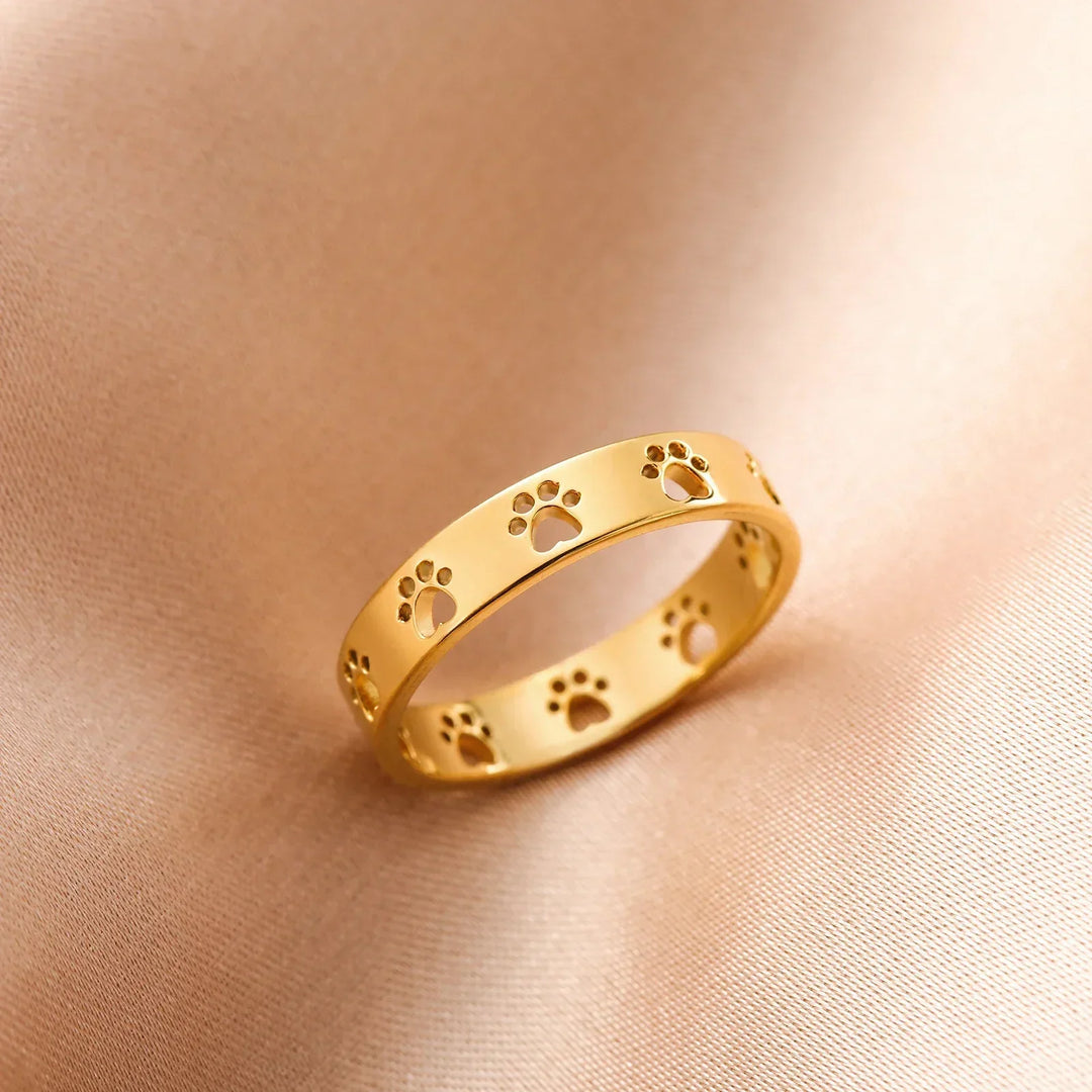 Ring with Paw Print in Stainless Steel for Women