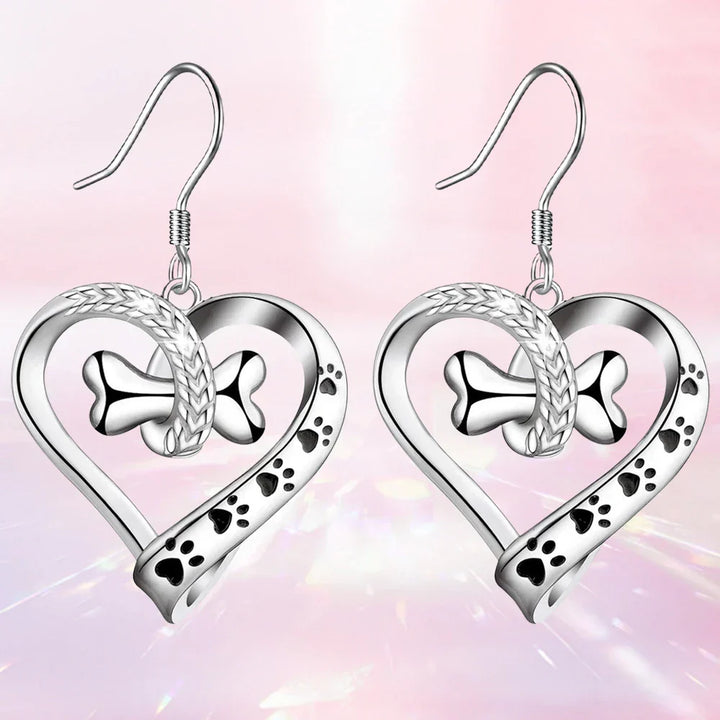 Dog Paw, Heart, and Bone Jewelry Set – 2-Piece Set