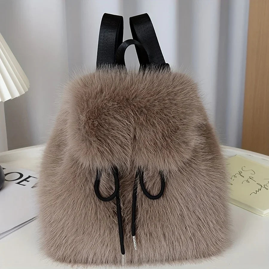 Bernice | Drawstring Backpack with Faux Fur