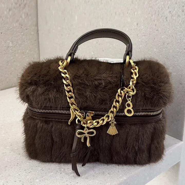 Courtney | Mini Box Shoulder Bag in Faux Fur
