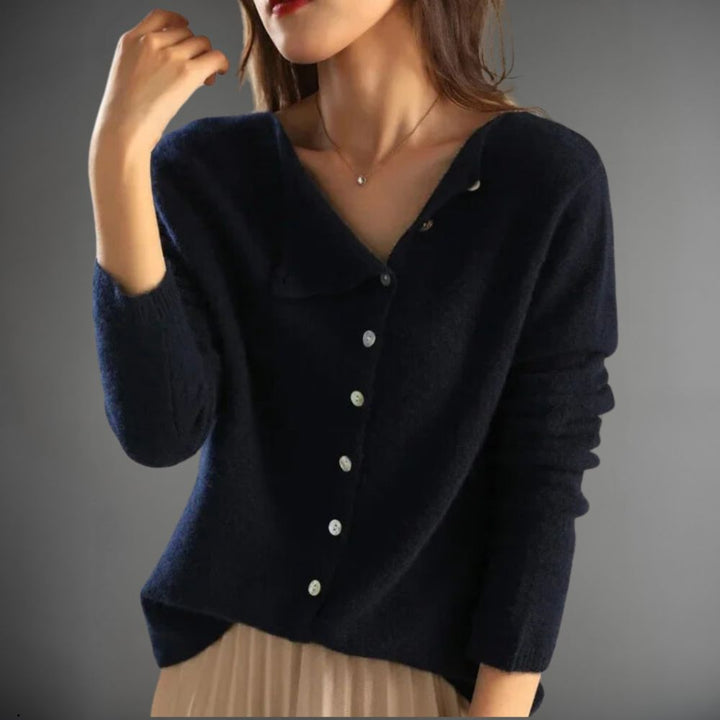 Solid Cashmere Button-Up Sweater 02