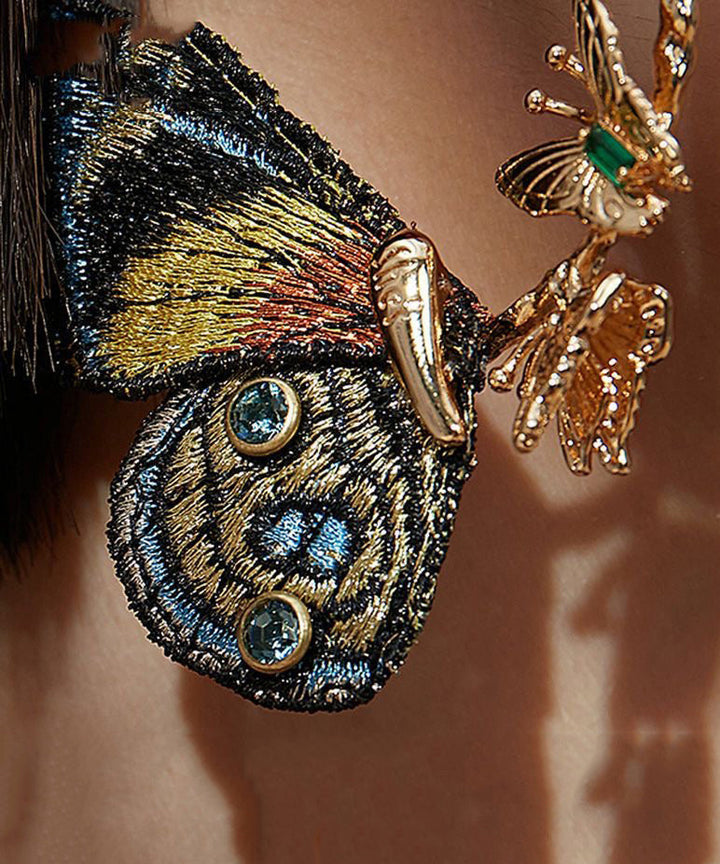 Embroidered Butterfly Wing Earrings