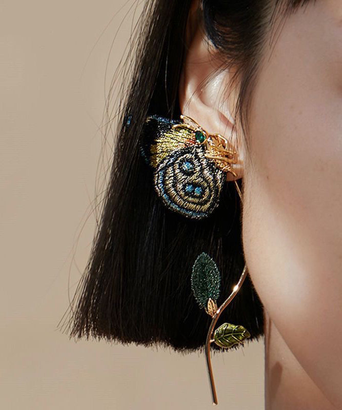 Embroidered Butterfly Wing Earrings