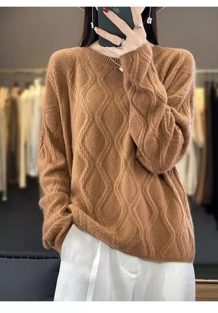 Women's Cashmere Sweater with Round Neck, Made of Knit Fabric