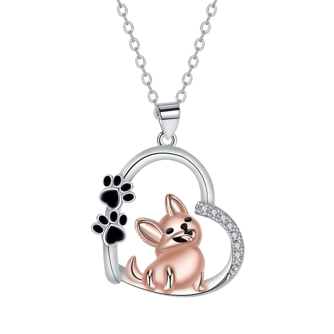 Necklace with Heart and Dog in Rose Gold