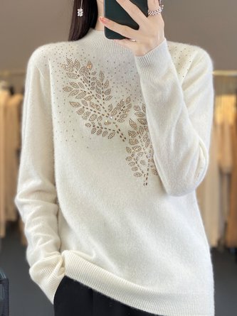 Best-selling solid color sweater adorned with diamonds