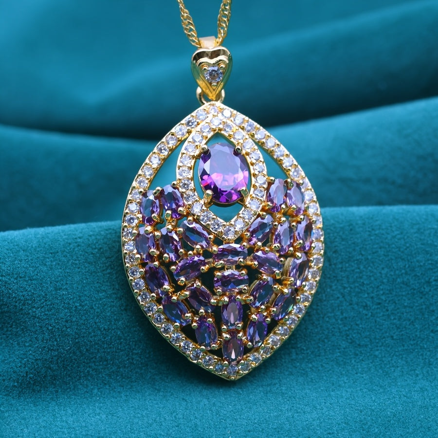 Elegant multicolored cubic zirconia pendant necklace