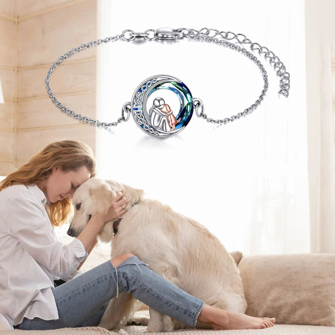 Adjustable Lucky Bracelet in Sterling Silver 925 with Dog Motif