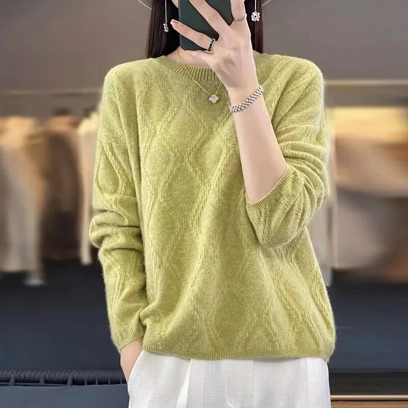 Women's Cashmere Sweater with Round Neck, Made of Knit Fabric