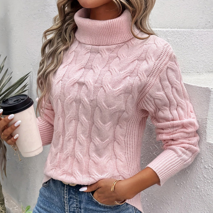 Women's Solid Color Turtleneck Sweater for Everyday Wear