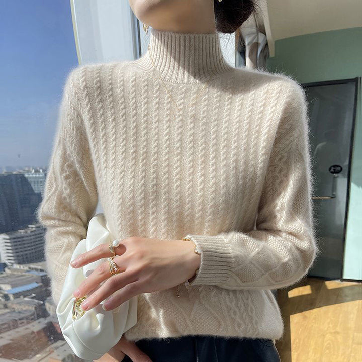 Women's Sweater with Turtleneck in Solid Color