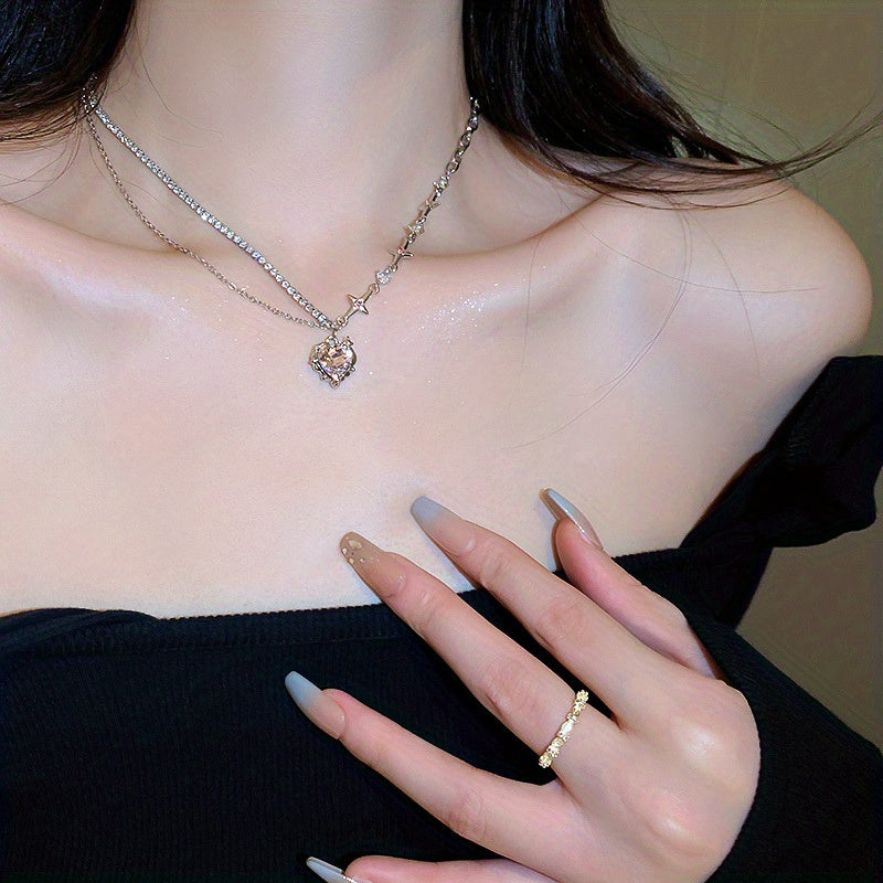 Y2K Irregular Heart Star Necklace