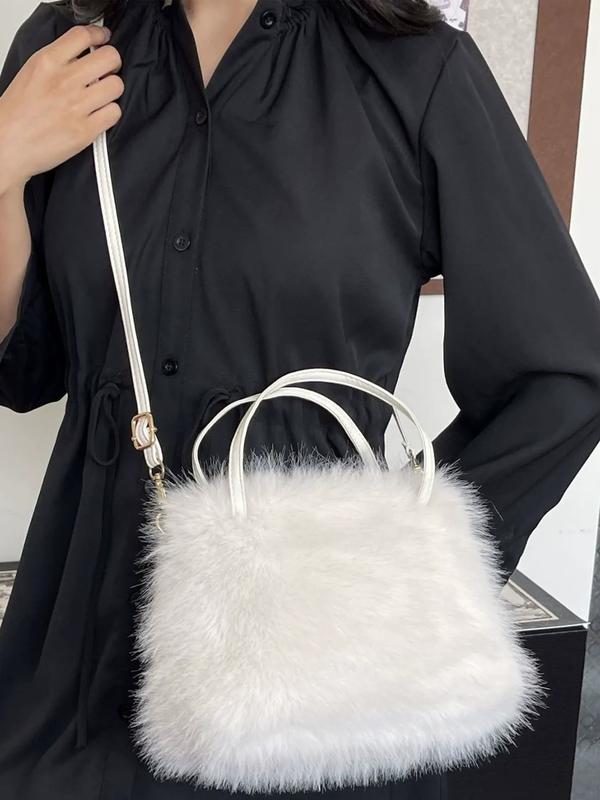 Christy | Faux Fur Handbag with Handle and Strap