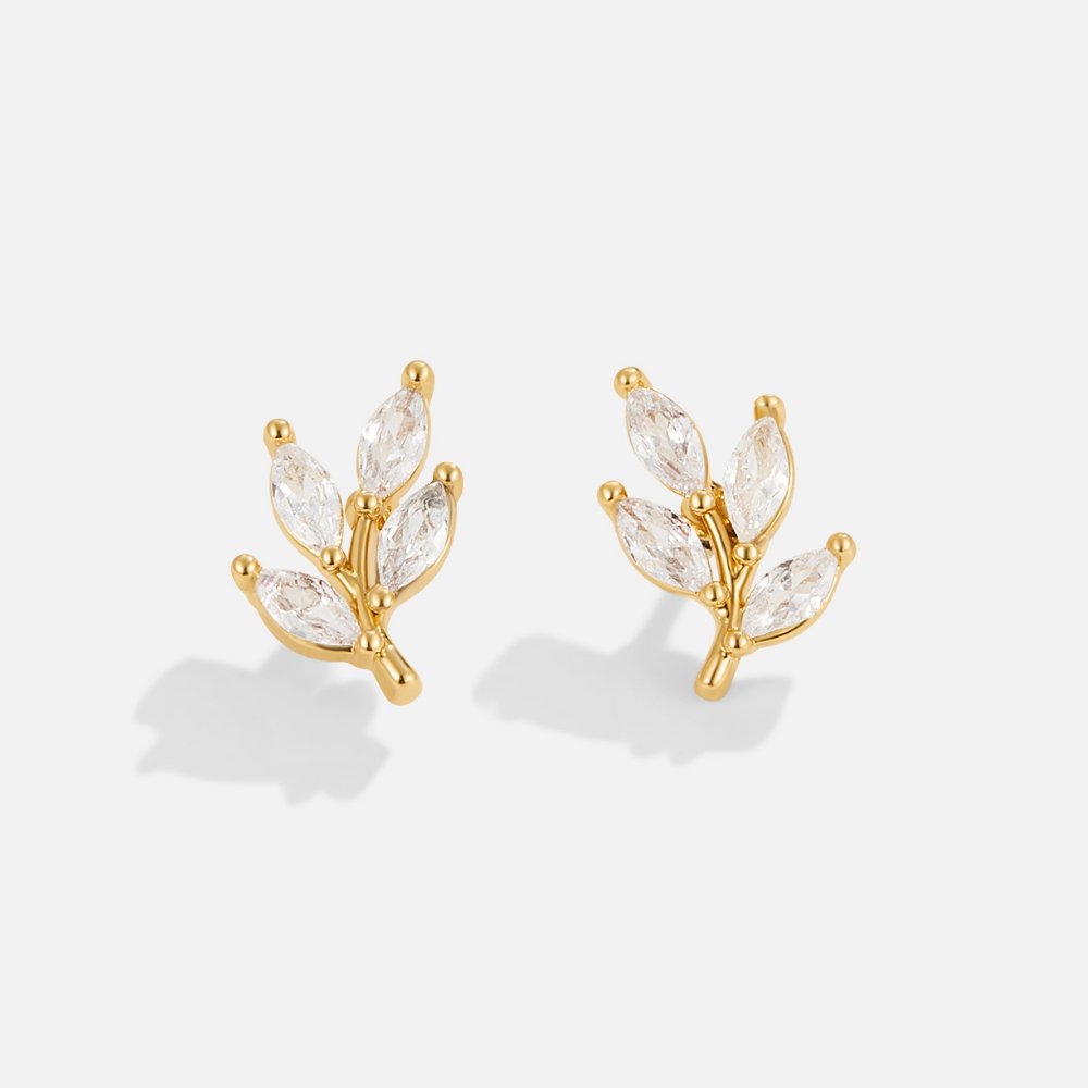 Crystal Leaf Earrings