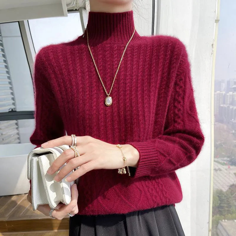 Women's Sweater with Turtleneck in Solid Color