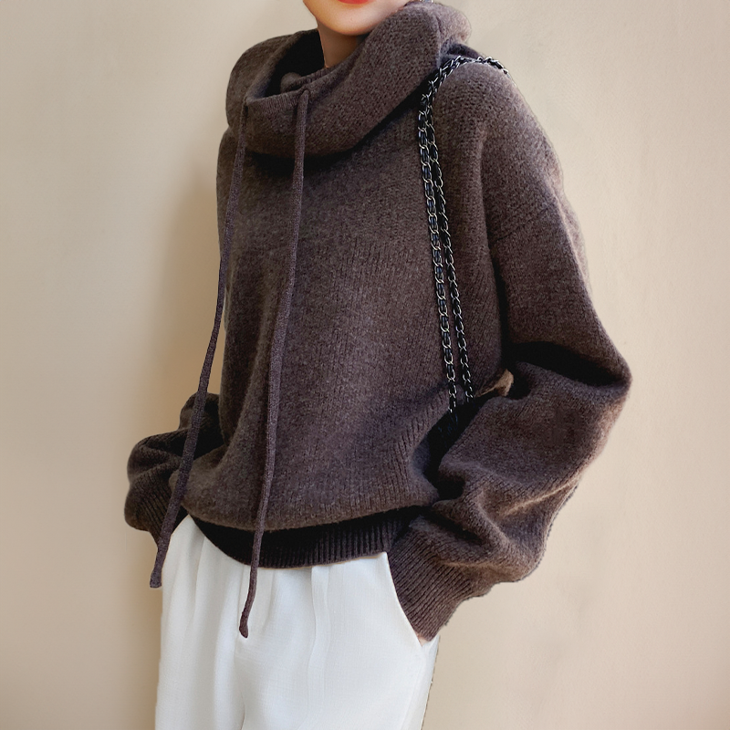Loose hoodie sweater in solid color