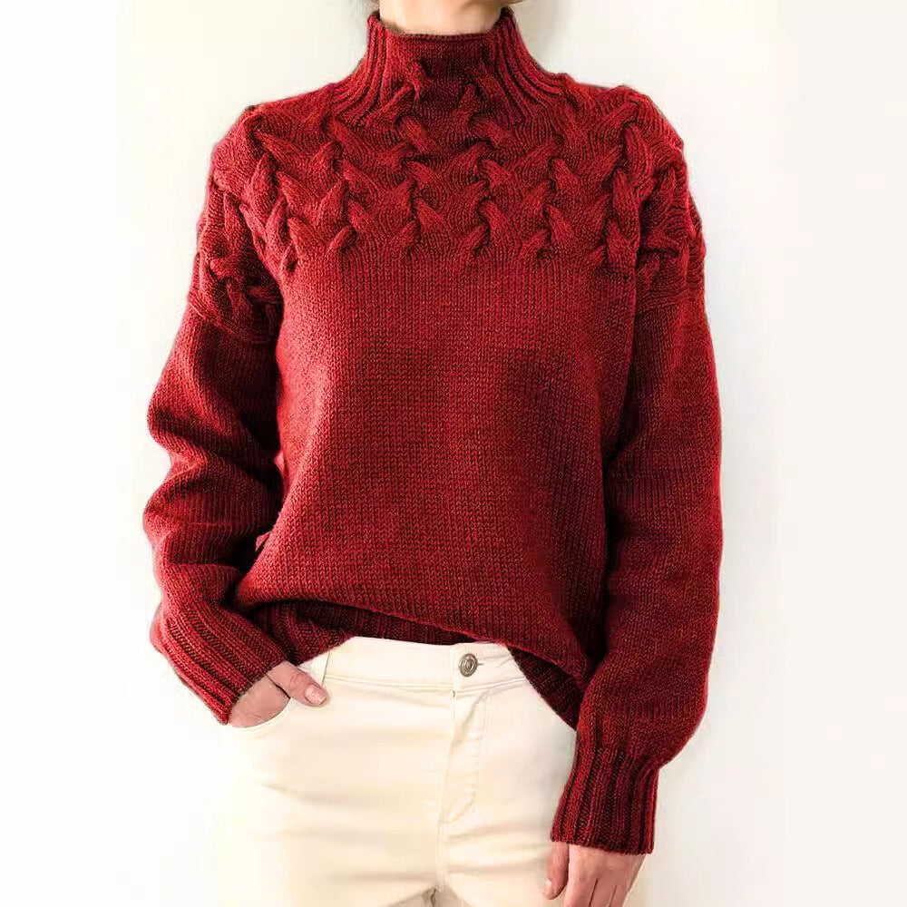 Elegant solid-colored cashmere sweater with a turtleneck