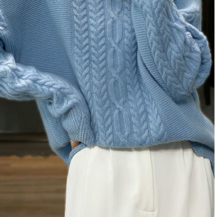 Women's chunky knit turtleneck sweater, designed for everyday wear