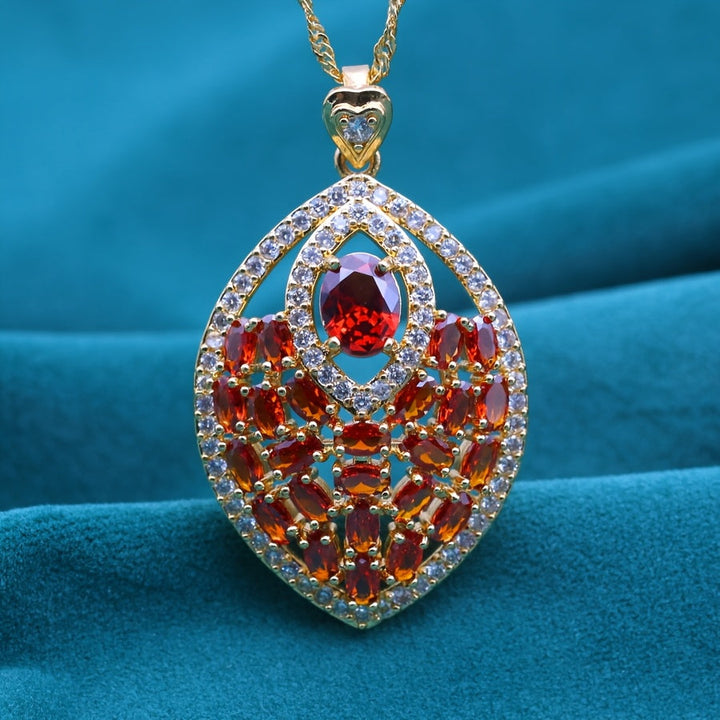 Elegant multicolored cubic zirconia pendant necklace