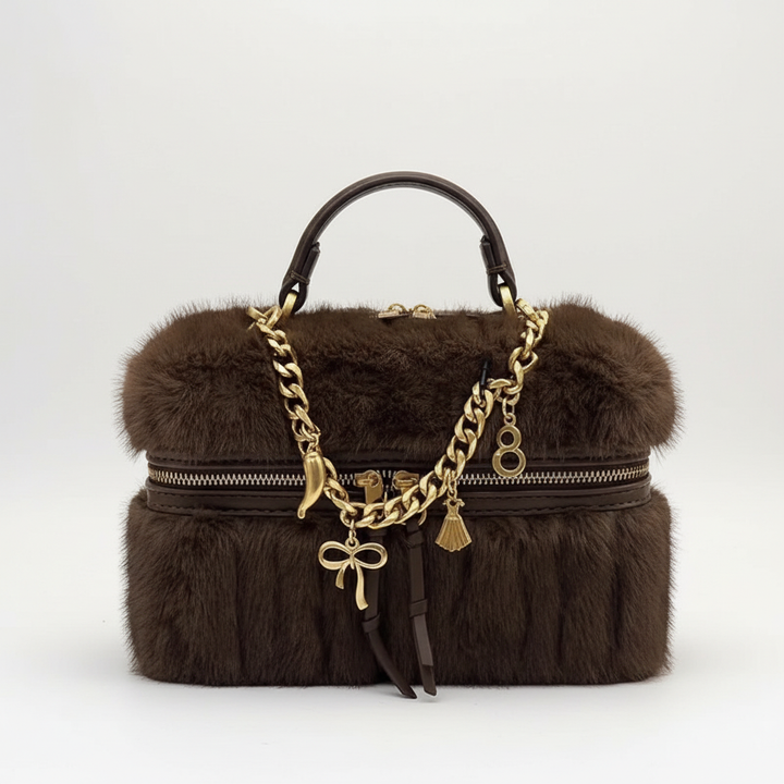 Courtney | Mini Box Shoulder Bag in Faux Fur
