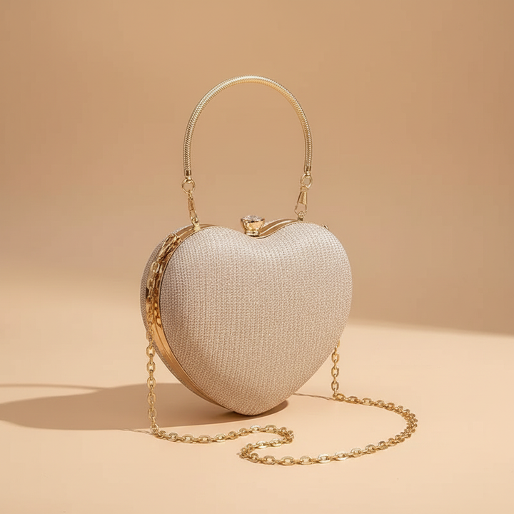 Shiny Heart-Shaped Metal Handbag