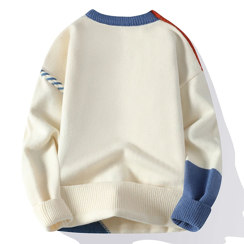 Cozy, Thick Cashmere Sweater in Color Blocks 02