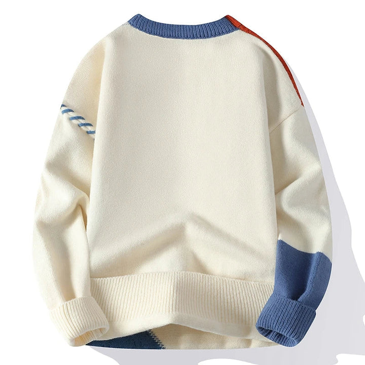 Cozy, Thick Cashmere Sweater in Color Blocks 02