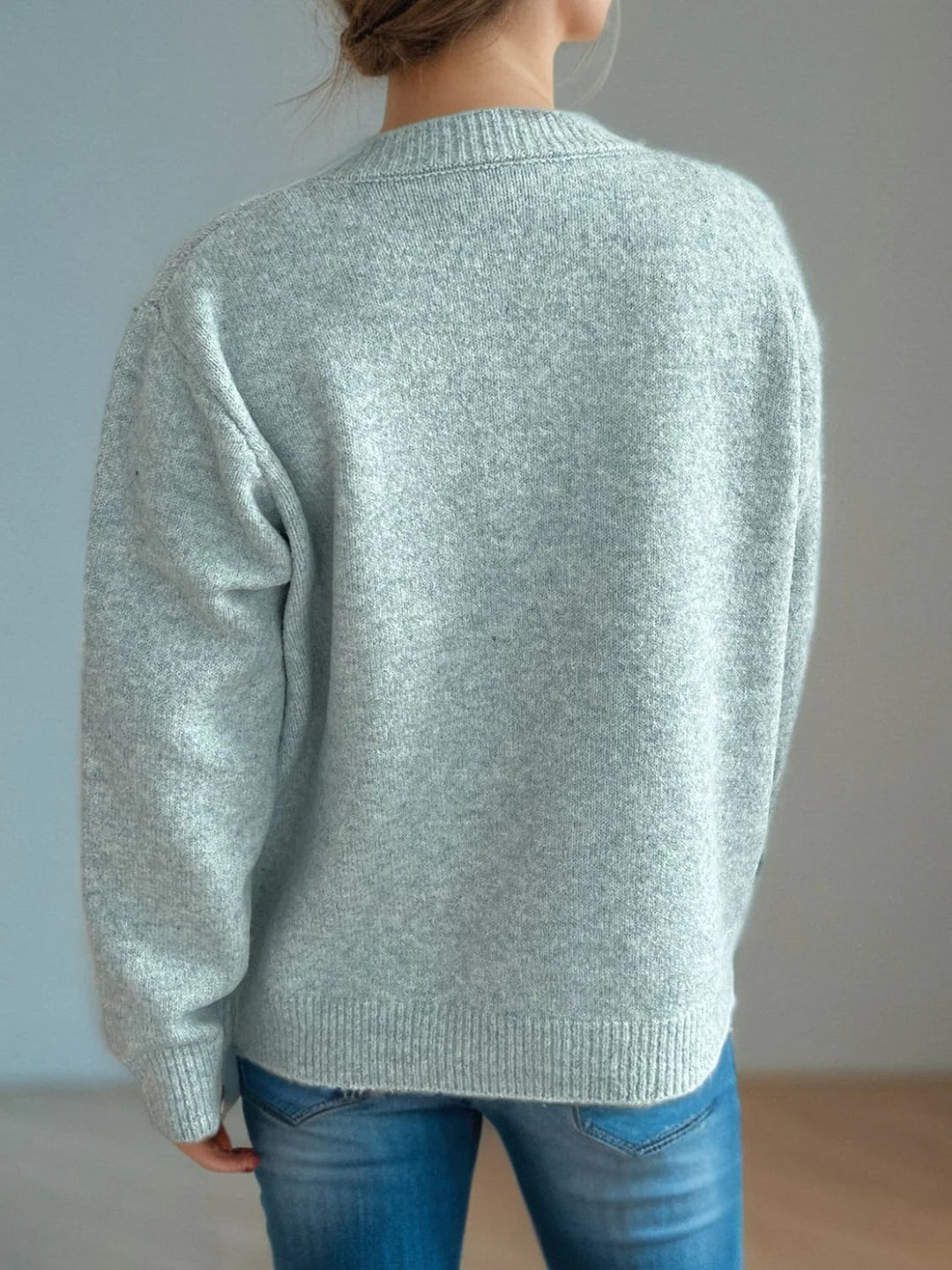 Women's Solid Cardigan Sweater with Colorful Buttons for Everyday Wear