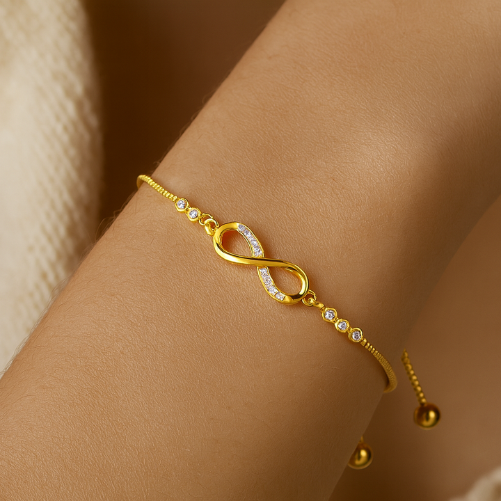 Silver Adjustable Bracelet with Infinity Symbol
