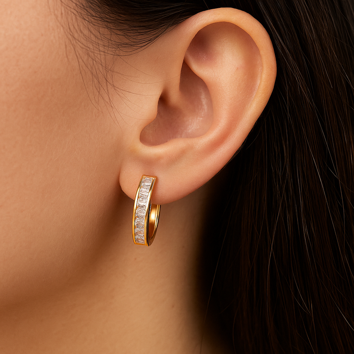 Chic Gold & Crystal Hanging Earrings